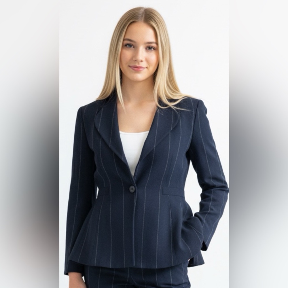 Giorgio Armani Black Pinstripe Blazer